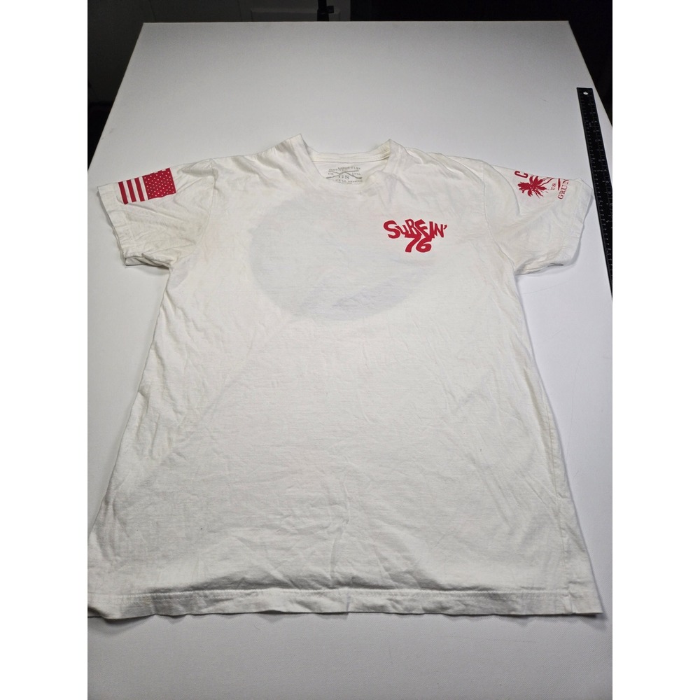 Grunt Style T-Shirt Mens Large White Excellent Surfin 76 Statue of Liberty